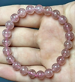 Çilek Kuvars Taşı 7A Kalite 8 mm Bileklik